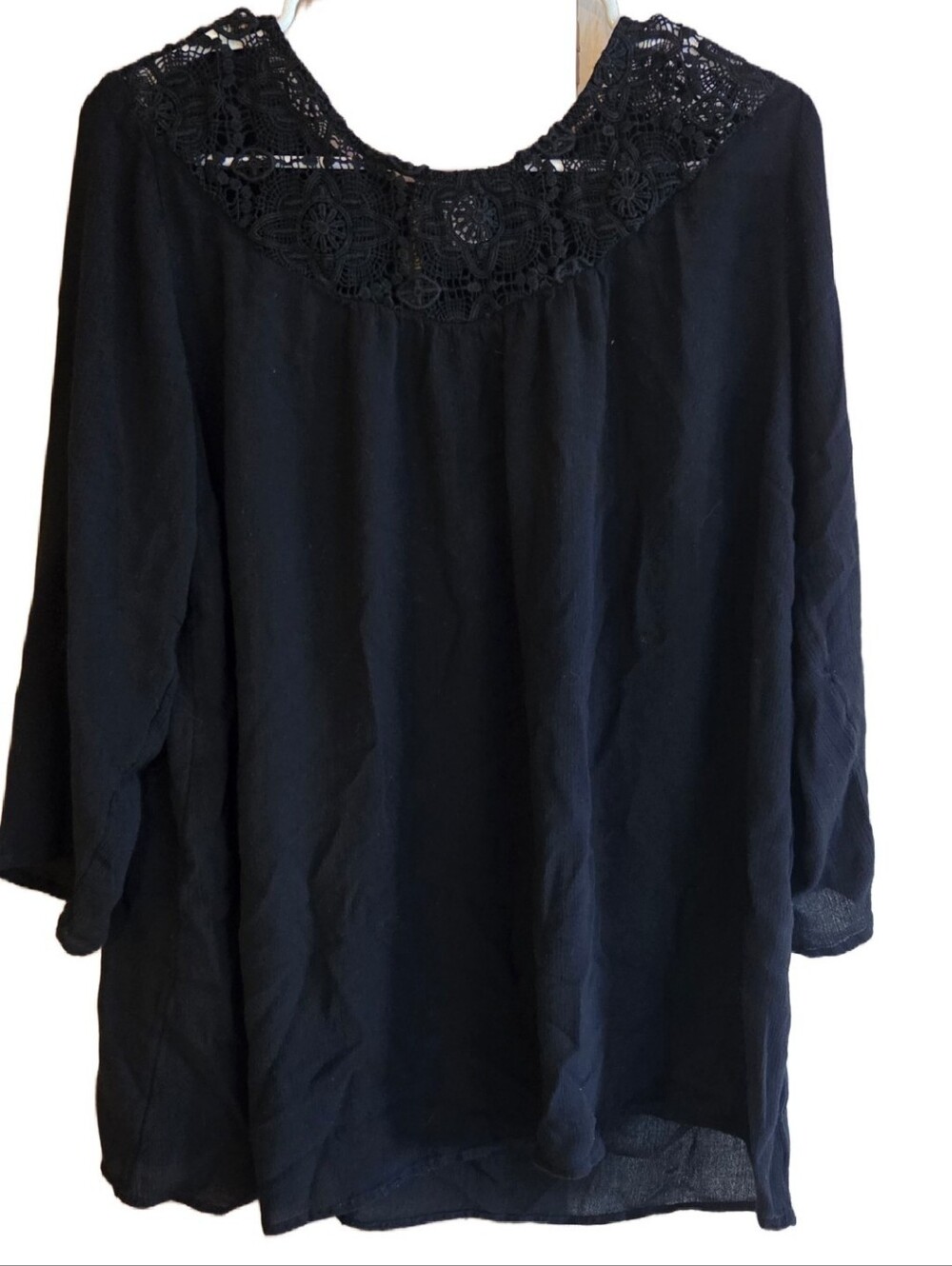 Old Navy Maternity Large Black Blouse With Crocheted Collar